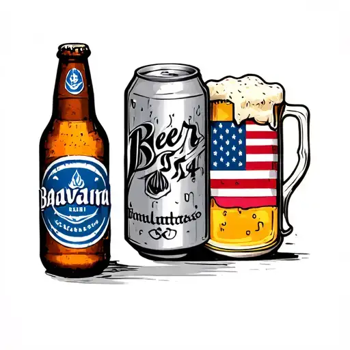 Beer Can And Beer Bottle And Bavaria And Usa