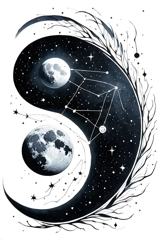 Aquarious Constellation With Moon