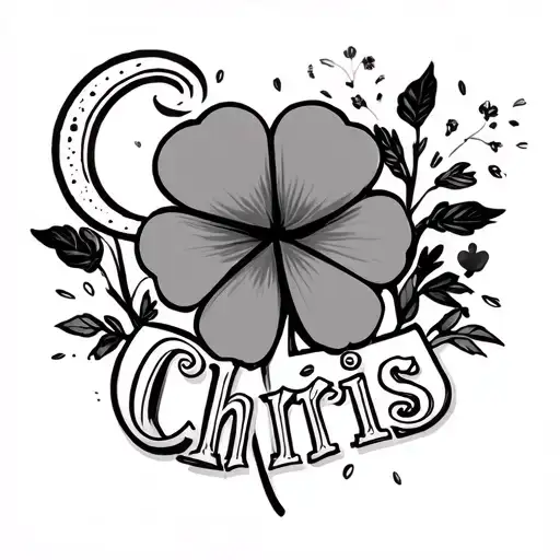 Name Chris Femenine Text With Clover For I Dot