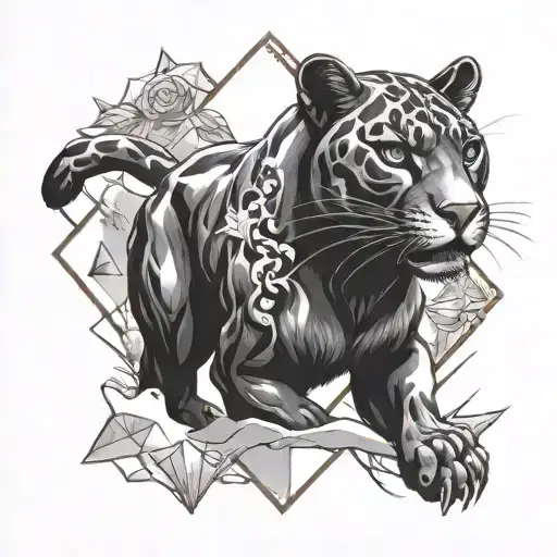 Panther With Snow Finding Kite Shaped Gem