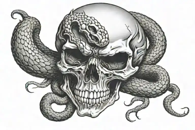 A Skull With A Snake Coming Out Of Its Eye
