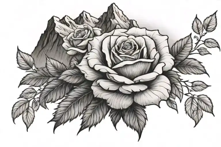Rose And Mountains