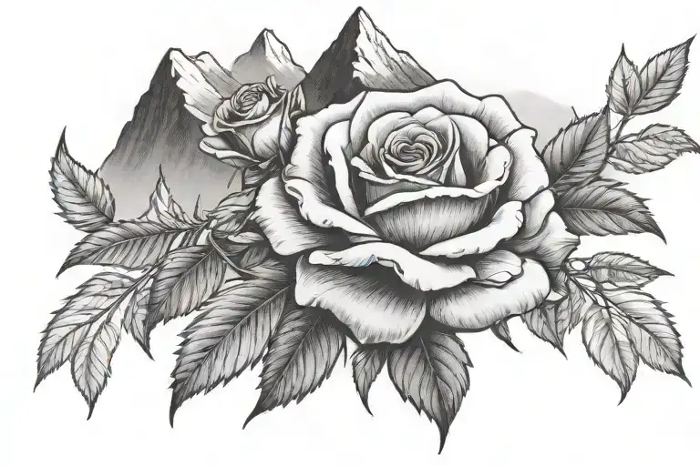 Rose And Mountains