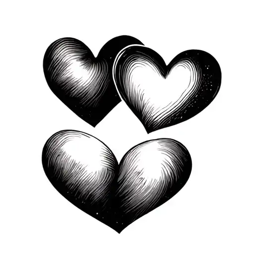 4 Small Fine Line Hearts