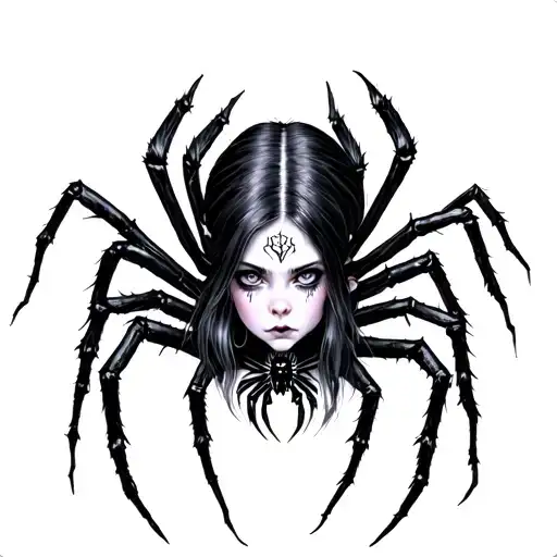 Goth Girl Elf With Spider