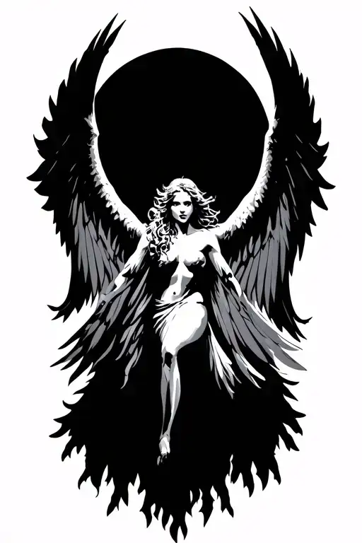 Dark Fallen Angel Flying Down