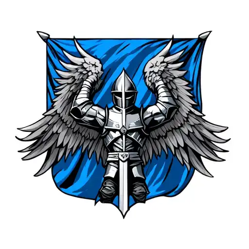 Back The Blue Flag With Winged Knight