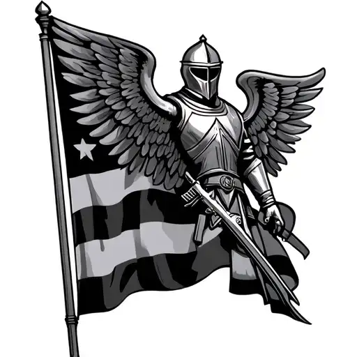 Police Flag Winged Knight