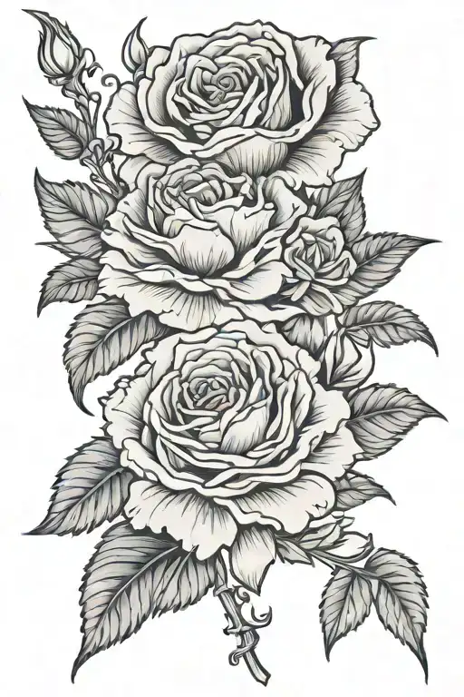 Carnation And Rose Intertwined