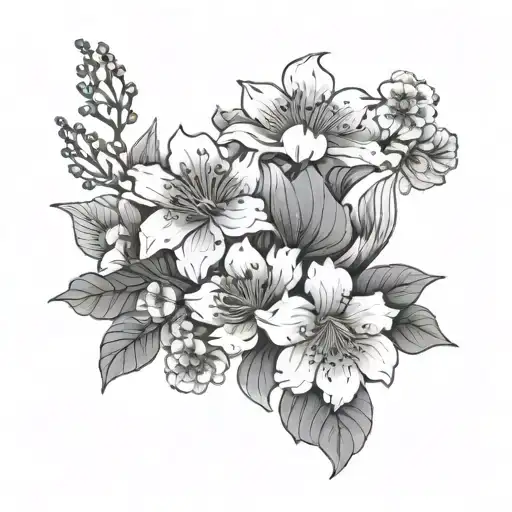 Japanese Flowers With Ocean