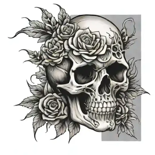 Flower Skeleton Fingers Tattoo Design