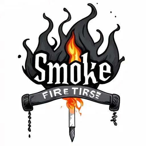 A Match With The Word Smoke And A Flame With The Word Fire