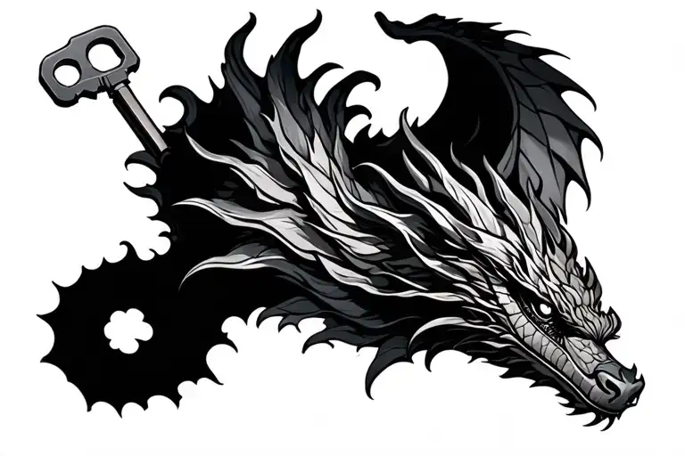 Dragon Wrapped Around A Key