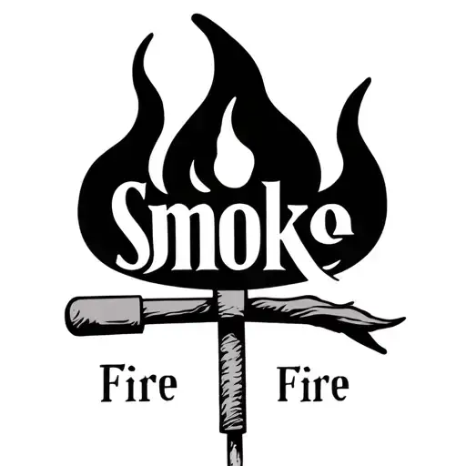 A Match With The Word Smoke And A Flame With The Word Fire