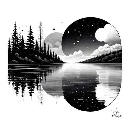 Panoramic View For A Lake Kandinsky Style