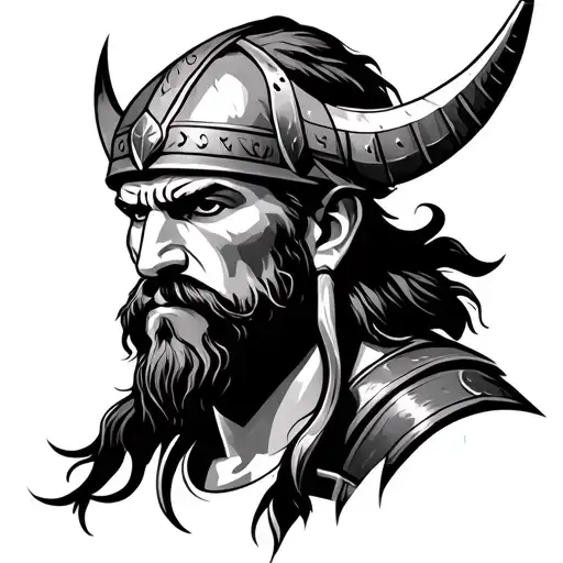 Viking Warrior Face Portrait