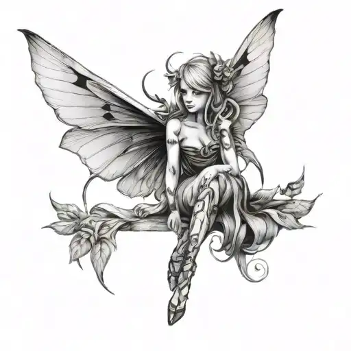 Fairy With Weed Leaf Wings Sitting