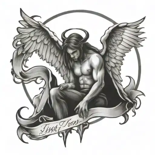 Just For Today Written Inside Surrounded Angel Half Demon