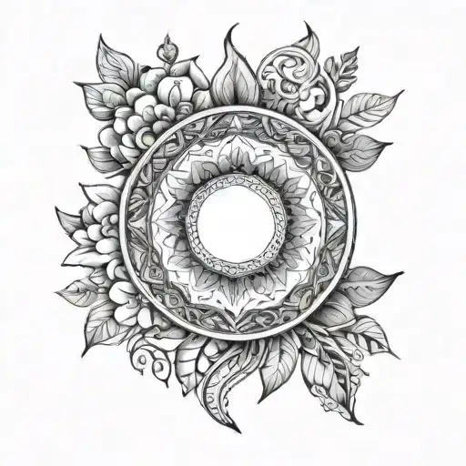 Geometric Floral Crescent Moon Mandala Sleeve