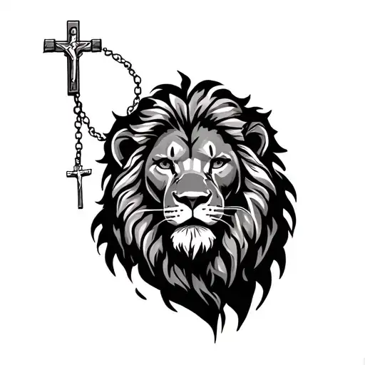 Lion With A Jesus Necklace