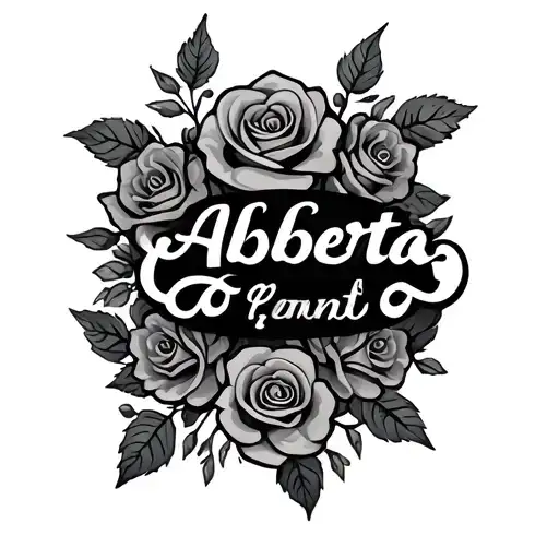 Name Tattoo Alberta On The Forearm With Roses And It's Vines Around It