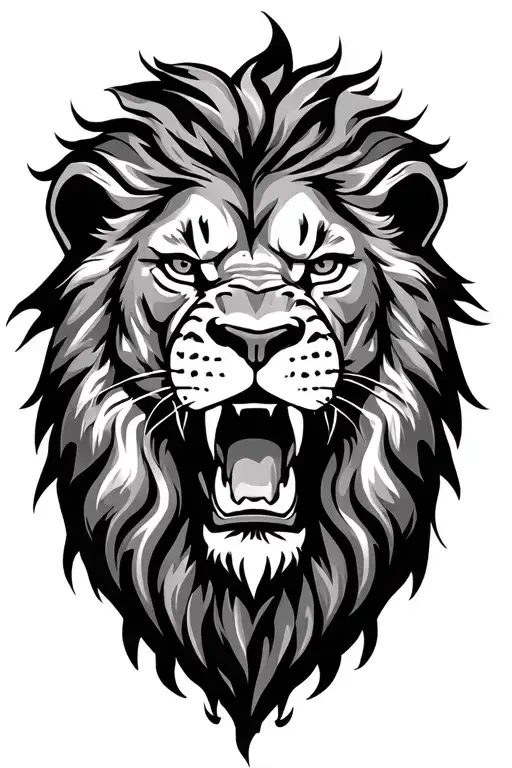 Lion Head Roar Front View