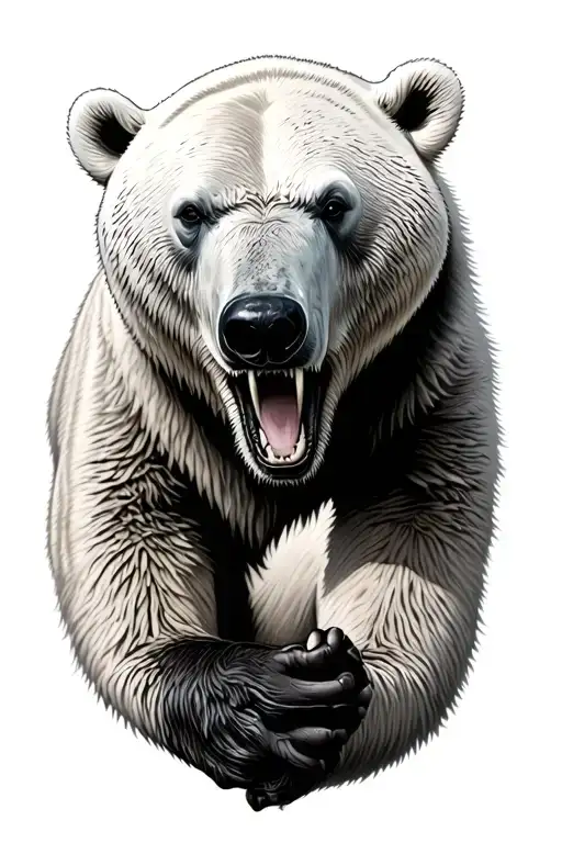 Realistic Polar Bear Growling With A Good Background