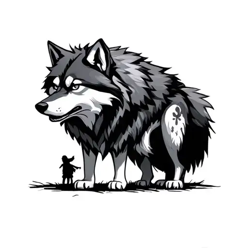 Fenriswolf With A Little Person Underneath
