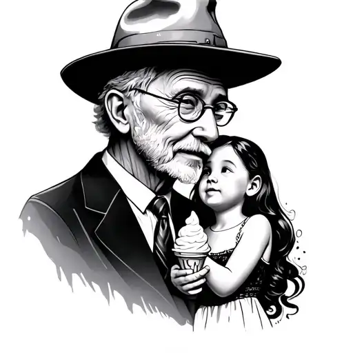 In Memory Of Grandpa In Heaven Eating Ice Cream With Granddaughter