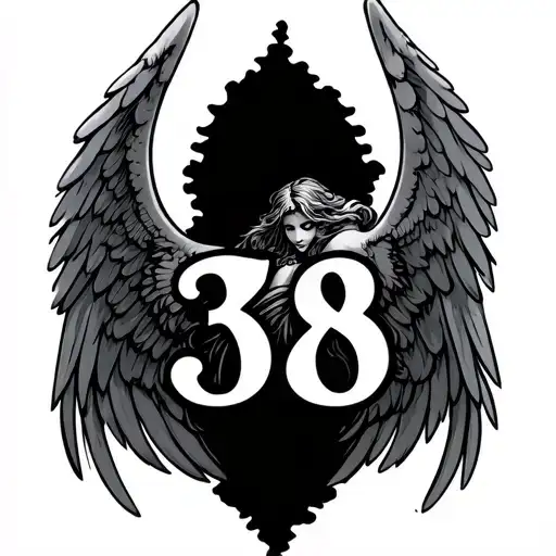 The Number 38 With Angel Wings Around It