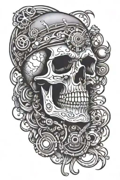 Trippy Skull Adorned In Ammo Arm Sleeve