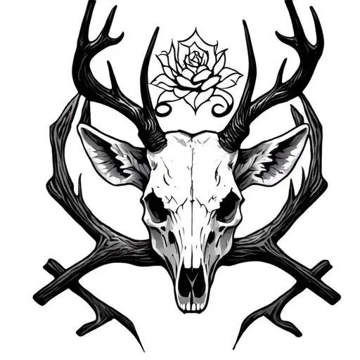 Kives Crossed Deer Skull