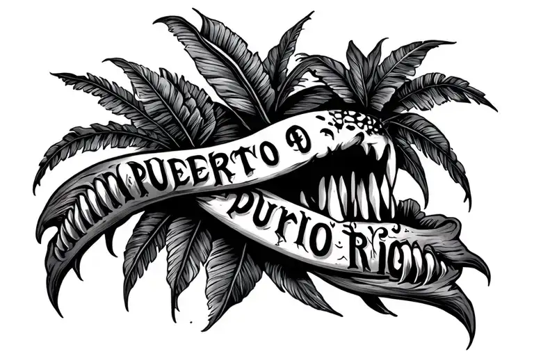 Puerto Rico Themed Spine Tattoo Design