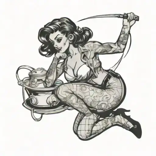 Sailer Jerry Style Pin Up Girl Bent Over