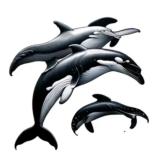 Three Beluga Whale Tails