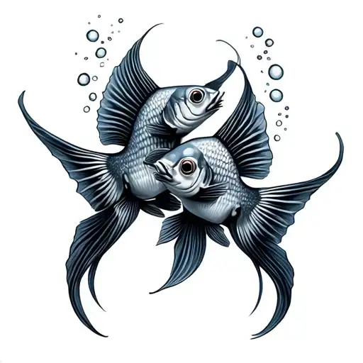 Dos Pez Beta Fishes Swimming Together