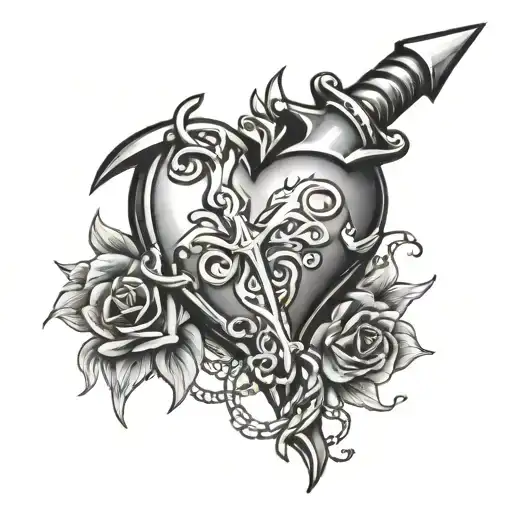 Heart Dagger Chain Wrapped