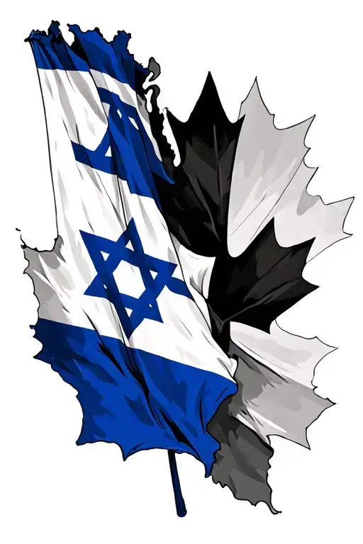Israel And Canada Flags Mixed Together
