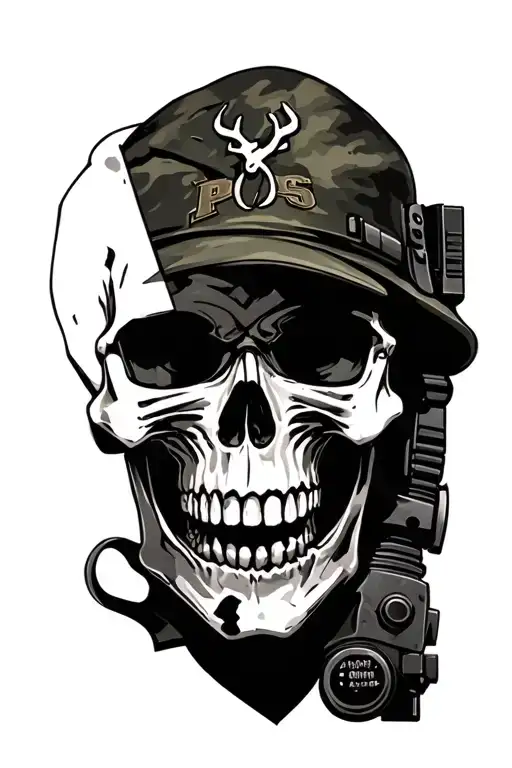 Army Skull With A Browning M2