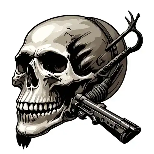 Army Skull With A Browning M2