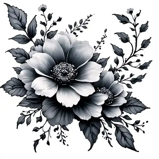 Spine Tattoo With Flowers