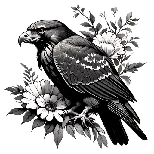 Hawk And Marigold Flower