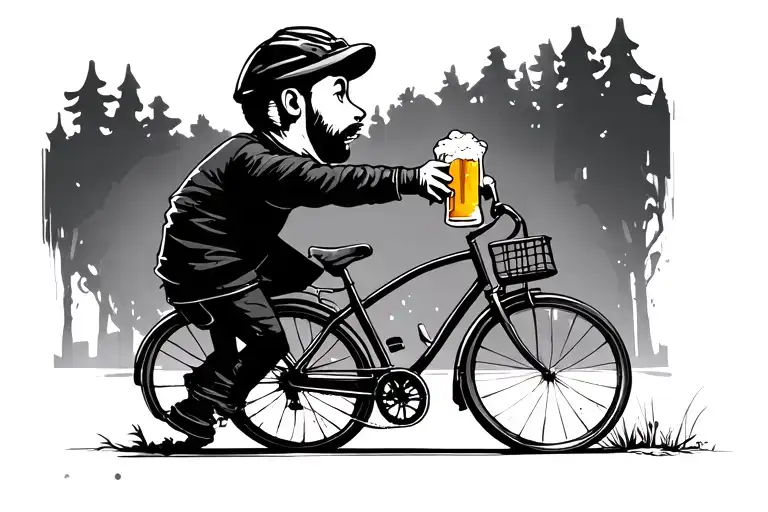 The Animated Little Walking By Bicycle And Drinking A Beer