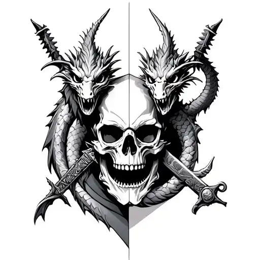 Skull And Dragons And Sword