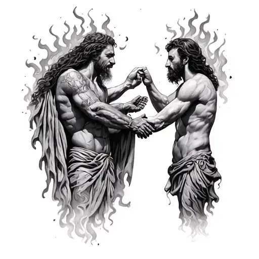Burning Man By Pink Floyd Replace The Handshake By Michaelangelos Creation Of Adam