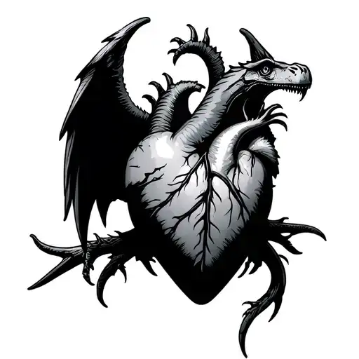 Simple Heart With Raptor Wings