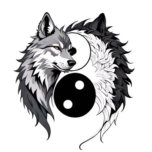 Wolf And Lion Yin Yang Symbol