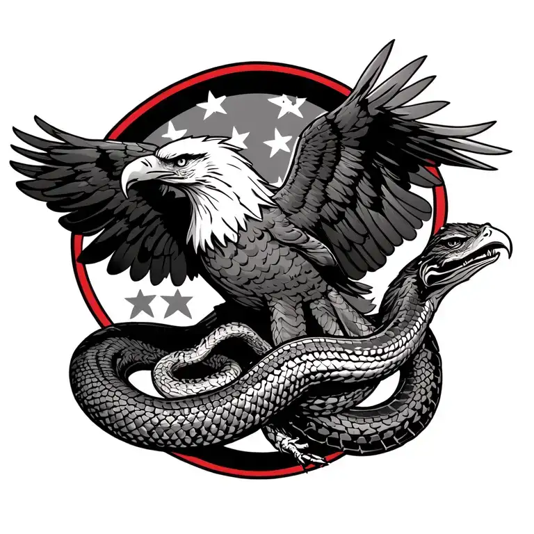 Eagle Carrying Banner With Armstrong On It One Cobra And One