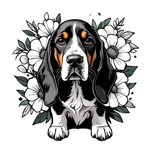 Basset Hound Flowers