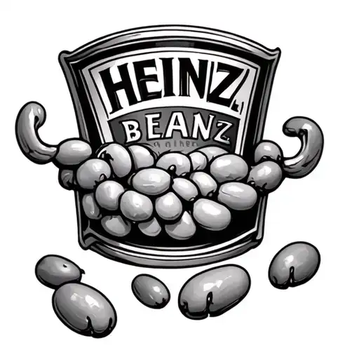 Heinz Beans In The Style Of Death Metal Music On Arm